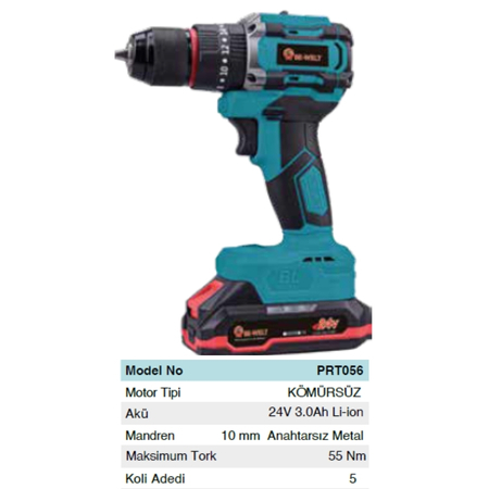 BHD PRT056 DARBELİ ŞARJLI MATKAP 10MM